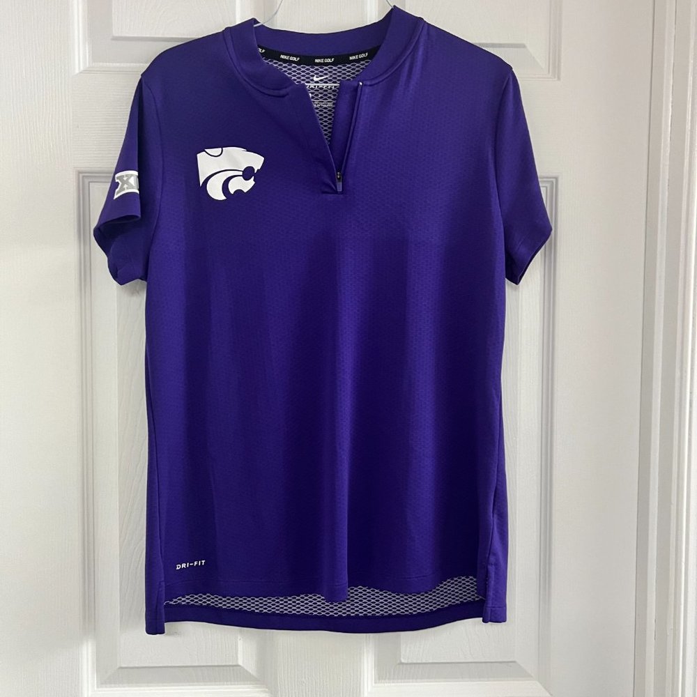 EUC Women's Golf Zip Blade Dri-fit Short-sleeve Tee Kansas State Sz LG